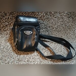 ICON Black Leather Belt And Shoulder Camera Bag